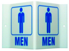 Brady Acrylic V Shape White Restroom Sign - 9 in Width x 6 in Height - TEXT: MEN - V1ME02A -- 754476-49386 - Image