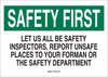 Brady B-555 Aluminum Rectangle White Report Unsafe Conditions Sign - 14 in Width x 10 in Height - 42895 - 754476-42895 - R. S. Hughes Company, Inc.