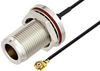 N Female Bulkhead to UMCX 2.1 Plug Cable 6 Inch Length Using 0.81mm Coax, RoHS - PE3CA1013-6 - Pasternack