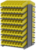 Akro-Mils 1800 lb Yellow Gray Powder Coated Steel 16 ga Double Sided Fixed Rack - 36 3/4 in Overall Length - 128 Bins - Bins Included - APRD18048 YELLOW - APRD18048 YELLOW - R. S. Hughes Company, Inc.