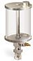 (Formerly B1876-39), Single Feed Manual Lubricator, 1 pt Pyrex Reservoir, 1/8” Female NPT Outlet, 5/8”-18 Thread for Remote Mounting - B1876-016P15B1W - Oil-Rite Corp.