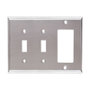 3-Gang 2 Toggle & 1 Decorative Combination Wall Plates, Stainless Steel Standard Size Polished Finish - 52SBS - Suzhou Ele Mfg Co., Ltd.
