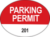 Brady Black / Red on White Oval Vinyl Parking Permit Label - 2 in Width - 1 1/2 in Height - Printed Text = PARKING PERMIT - Print Number(s) = 201 to 300 - 96243 - 754476-96243 - R. S. Hughes Company, Inc.