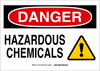 Brady B-302 Polyester Rectangle White Chemical, Biohazard, Hazardous & Flammable Material Sign - 14 in Width x 10 in Height - Laminated - TEXT: DANGER HAZARDOUS CHEMICALS - 131768 - 754473-82438 - R. S. Hughes Company, Inc.