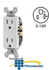 Leviton Decora Duplex Receptacle 15 Amp, 125 Volt, Self-.. -- T5325-S - Image
