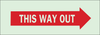 Brady Bradyglo B-347 Polyester / Polystyrene Rectangle Green Exit Sign - 10 in Width x 3.5 in Height - Glow in the Dark - TEXT: THIS WAY OUT - 80029 - 754476-80029 - R. S. Hughes Company, Inc.