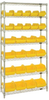 Open Wire Shelving, 7Shelves, 26Bin, Yel; Shelving Unit Type Quantum Storage - 44AC8611 - Newark, An Avnet Company