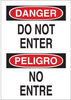 Brady B-120 Fiberglass Reinforced Polyester Rectangle White Restricted Area / No Trespassing Sign - 14 in Width x 20 in Height - Language English / Spanish - TEXT: DANGER / PELIGRO DO NOT ENTER / NO E - 754476-39503 - R. S. Hughes Company, Inc.
