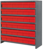 Closed Shelving, 7Shelves, 36Bins, Red; Shelving Unit Type Quantum Storage - 44AC4638 - Newark, An Avnet Company