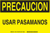 Brady B-302 Polyester Rectangle Yellow Safety Awareness Sign - 10 in Width x 7 in Height - Laminated - Language Spanish - TEXT: PRECAUCION USAR PASAMANOS - 37651 - 754473-37651 - R. S. Hughes Company, Inc.