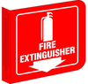 Brady Silk Screened Square Red Fire Equipment Sign - 8 in Width x 8 in Height - TEXT: FIRE EXTINGUISHER - L0FE15A - 754476-45461 - R. S. Hughes Company, Inc.