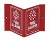 Brady Acrylic V Shape Red Fire Alarm Sign - 9 in Width x 6 in Height - TEXT: FIRE ALARM - V1FL15A -- 754476-49381 - Image