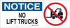 Brady B-120 Fiberglass Reinforced Polyester Rectangle White Door, Gate & Pathway Sign - 17 in Width x 7 in Height - TEXT: NOTICE NO LIFT TRUCKS - 70446 - 754476-70446 - R. S. Hughes Company, Inc.