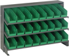 Sloped Bench Rack, 3Shelves, 24Bins, Grn; Shelving Unit Type Quantum Storage - 44AC6427 - Newark, An Avnet Company