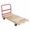 Akro-Mils 1 3000 lb Powder Coated Wood Platform Truck - Crossbar Handle - 48 in Deck Length - 36.38 in Deck Height - 5 in 2 Swivel, 2 Rigid Polyolefin Casters - RPT24481C5P6 -- RPT24481C5P6 - Image