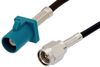 SMA Male to Water Blue FAKRA Plug Cable 36 Inch Length Using PE-C100-LSZH Coax - PE39342Z-36 - Pasternack
