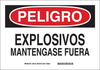 Brady B-401 Polystyrene Rectangle White Chemical, Biohazard, Hazardous & Flammable Material Sign - 14 in Width x 10 in Height - Language Spanish - TEXT: PELIGRO EXPLOSIVOS MANTENGASE FUERA - 39136 - 754473-39136 - R. S. Hughes Company, Inc.
