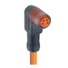 M8 Snap-In Sensor/Actuator Single-Ended Cordset: Female, angled, 4-pin, A-coded, translucent body, 30 V AC/DC, 4 A; PVC orange cable, 4-wires, 0.25 mm² - RKMW 4-07 - Belden Inc.