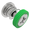 Captive Screw, M3 X 0.5 Thread, Press-in, Phillips Recess, Knurled Green Knob -- 52-A31-51-4-014 - Image