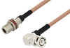 N Female Bulkhead to BNC Male Right Angle Cable 50 cm Length Using RG400 Coax with HeatShrink, LF Solder - PE3W06449LF/HS-50CM - Pasternack