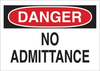 Brady B-555 Aluminum Rectangle White Restricted Area / No Trespassing Sign - 14 in Width x 10 in Height - TEXT: DANGER NO ADMITTANCE - 40680 - 754476-40680 - R. S. Hughes Company, Inc.