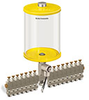 Yellow Color Key, Clear View Multiple Feed Electro Lubricator, 1/2 gal Acrylic Reservoir, 15 Feeds, 1/8