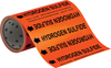 Brady B-946 Black on Orange Vinyl Self-Adhesive Pipe Marker - 8 in Height - 30 ft Length - Printed Msg = HYDROGEN SULFIDE with Left Arrow - 109350 - 754473-67582 - R. S. Hughes Company, Inc.