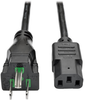 Hospital-Grade Power Cord, NEMA 5-15P to C13 - Green Dot, 10A, 125V, 18 AWG, 10 ft., Black -- P006-010-HG10 - Image