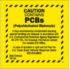 Brady B-946 Black on Yellow Vinyl Hazardous Material Label - 6 in Width - 6 in Height - Printed Text = CAUTION CONTAINS PCBs - 87028 - 754476-87028 - R. S. Hughes Company, Inc.