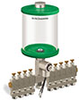 Green Color Key, Clear View Multiple Feed Electro Lubricator, 1 qt Pyrex Reservoir, 9 Feeds, 1/8