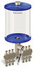 Blue Color Key, Clear View Multiple Feed Electro Lubricator, 1/2 gal Acrylic Reservoir, 6 Feeds, 1/4” OD Tube Outlets, 24VDC - B5162-064AB06024D1BW - Oil-Rite Corp.