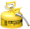 Justrite Accuflow Yellow Steel 1 gal Safety Can - 10 1/2 in Height - 9 1/2 in Overall Diameter - 697841-14042 - 697841-14042 - R. S. Hughes Company, Inc.