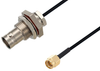 BNC Female Bulkhead to SMA Male Cable 48 Inch Length Using PE-SR405FLJ Coax - PE3W03377-48 - Pasternack