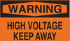 Brady B-555 Aluminum Rectangle Orange Electrical Safety Sign - 14 in Width x 10 in Height - TEXT: WARNING HIGH VOLTAGE KEEP AWAY - 41129 - 754476-41129 - R. S. Hughes Company, Inc.