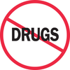 Brady B-946 Black / Red on White Circle Vinyl Hard Hat Label - Printed Text = DRUGS - 49580 - 754476-49580 - R. S. Hughes Company, Inc.
