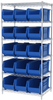 Akro-Mils Akrobin 2000 lb Adjustable Blue Chrome Steel Open Adjustable Fixed Shelving System - 16 Bins - 2000 lb Total Capacity - AWS24360287 BLUE - AWS24360287 BLUE - R. S. Hughes Company, Inc.