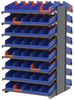Akro-Mils 1800 lb Blue Gray Powder Coated Steel 16 ga Double Sided Fixed Rack - 36 3/4 in Overall Length - 84 Bins - Bins Included - APRD1836468 BLUE -- APRD1836468 BLUE - Image