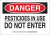 Brady B-302 Polyester Rectangle White Pesticide Use, Spraying & Storage Sign - 14 in Width x 10 in Height - Laminated - TEXT: DANGER PESTICIDES IN USE DO NOT ENTER - 126359 - 754473-74536 - R. S. Hughes Company, Inc.