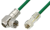 75 Ohm F Male to 75 Ohm F Male Right Angle Cable 36 Inch Length Using 75 Ohm PE-B159-GR Green Coax - PE38137/GR-36 - Pasternack