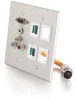 RapidRun&reg; Double Gang Integrated HD15 + 3.5mm + RCA Audio/Video + (4) Keystone Wall Plate - Brushed Aluminum -- 2212-60029-001 - Image