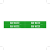 Brady B-946 White on Green Vinyl Self-Adhesive Pipe Marker - 1 1/8 in Height - 3/4 in Character Height - 7 in Length - Printed Msg = RAW WATER - 7230-4 - 754476-79340 - R. S. Hughes Company, Inc.