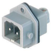Rectangular Receptacle Power Connector (ST Series): Male, front mount with flange with coding slot, 2-pin+PE, grey housing, 230 V AC/DC, 16 A AC/6 A DC -- STASEI 200 - Image