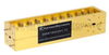 10 dB WR-19 Waveguide Broadwall Coupler with UG-383/U-Mod Round Cover Flange and H-Plane Coupled Port from 40 GHz to 60 GHz in Brass Copper -- SMW19HC001-10 - Image