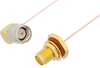 SMA Male Right Angle to SMA Female Bulkhead Cable 18 Inch Length Using PE-020SR Coax - PE34309-18 - Pasternack