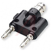 Adapter; BNC Female to Double Banana Plug; Brass; Brass; Nylon; Gold - 70188731 - Allied Electronics, Inc.