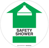 Brady B-819 Vinyl Circle White Eyewash & Shower Sign - 17 in Width x 17 in Height - Laminated - TEXT: SAFETY SHOWER - 29296 - 754476-29296 - R. S. Hughes Company, Inc.