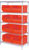 Open Wire Shelving, 5Shelves, 8Bins, Red; Shelving Unit Type Quantum Storage - 44AC8173 - Newark, An Avnet Company
