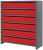 Closed Shelving, 7Shelves, 54Bins, Red; Shelving Unit Type Quantum Storage - 44AC4614 - Newark, An Avnet Company