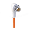 M12 F&B (Wash-Down) Sensor/Actuator Single-Ended Cordset: Male, angled, 5-pin, A-coded, white body, 50 V AC / 60 V DC, 4 A; TPE orange cable, 5-wires, 0.25 mm² - WRSWT 5-522 - Belden Inc.