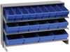 Sloped Bench Rack, 3Shelves, 19Bins, Blu; Shelving Unit Type Quantum Storage - 44AC6465 - Newark, An Avnet Company